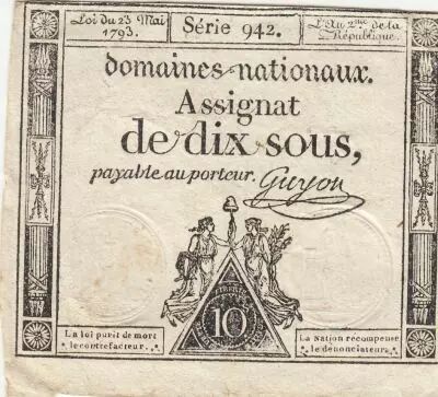 France 10 Sous - Women with Liberty cap on pole - 23-05-1793 - Sign. Guyon - S�rie 942