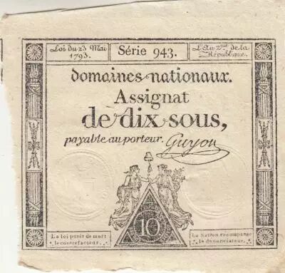 France 10 Sous - Women with Liberty cap on pole - 23-05-1793 - Sign. Guyon - S�rie 943