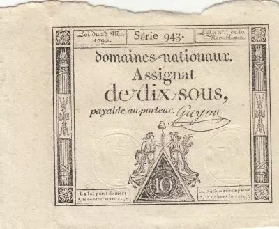 France 10 Sous - Women with Liberty cap on pole - 23-05-1793 - Sign. Guyon - S�rie 943