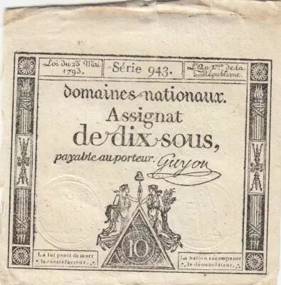 France 10 Sous - Women with Liberty cap on pole - 23-05-1793 - Sign. Guyon - S�rie 943