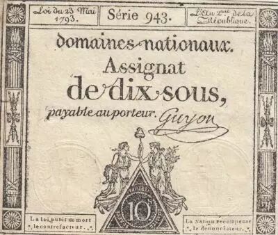 France 10 Sous - Women with Liberty cap on pole - 23-05-1793 - Sign. Guyon - S�rie 943