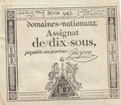 France 10 Sous - Women with Liberty cap on pole - 23-05-1793 - Sign. Guyon - S�rie 943