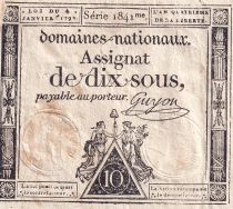 France 10 Sous - Women with Liberty cap on pole (04-01-1792)  - Sign. Guyon - Série 1841 - P.64