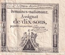 France 10 Sous - Women with Liberty cap on pole (04-01-1792) - Sign. Guyon - Serial 1841 - P.64