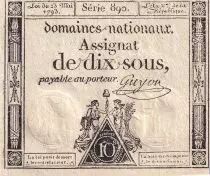 France 10 Sous - Women with Liberty cap on pole (23-05-1793)  - Sign. Guyon - Serial 890 - L.165