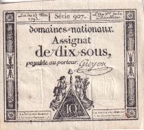 France 10 Sous - Women with Liberty cap on pole (23-05-1793)  - Sign. Guyon - Serial 907 - L.165