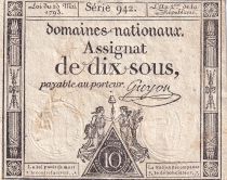 France 10 Sous - Women with Liberty cap on pole (23-05-1793)  - Sign. Guyon - Serial 942 - L.165