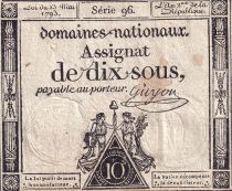 France 10 Sous - Women with Liberty cap on pole (23-05-1793)  - Sign. Guyon - Serial 96 - L.165