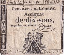 France 10 Sous-  Women with Liberty cap on pole (24-10-1792) - F - Sign. Guyon