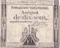 France 10 Sous - Women with Liberty cap on pole (24-10-1792) - Sign. Guyon - Serial 1539 - P.64