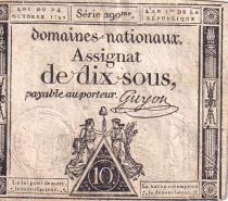 France 10 Sous - Women with Liberty cap on pole (24-10-1792) - Sign. Guyon - Serial 290 - P.64
