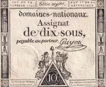 France 10 Sous - Women with Liberty cap on pole (24-10-1792) - Sign. Guyon - Serial 290 - P.64