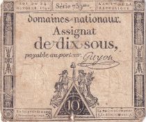 France 10 Sous - Women with Liberty cap on pole (24-10-1792) - Sign. Guyon - Serial 739 - P.64