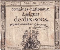 France 10 Sous - Women with Liberty cap on pole (24-10-1792) - Sign. Guyon - Varieties serials - P.64