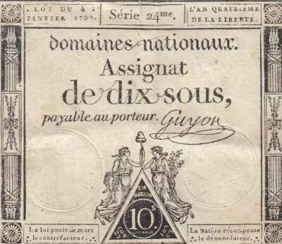 France 10 Sous - Womens - 04-01-1792 - Sign. Guyon - Serial 24