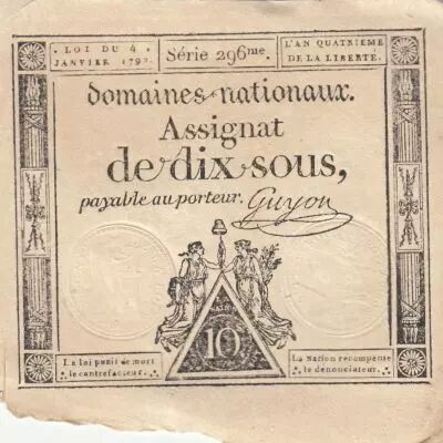 France 10 Sous - Womens - phygian cap - 04-01-1792 - Sign. Guyon - Serial 1841