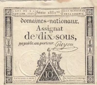 France 10 Sous - Womens - phygian cap - 04-01-1792 - Sign. Guyon - Serial 1881