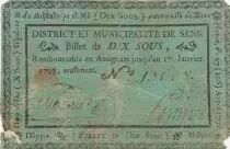 France 10 sous - Yonne - Muncipalit&eacute; de Sens - 1793