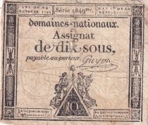 France 10 Sous Femmes, bonnet phygien (24-10-1792) - Sign. Guyon - Série 1249