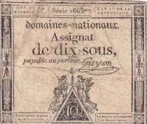 France 10 Sous Femmes, bonnet phygien (24-10-1792) - Sign. Guyon - S&eacute;rie 1663