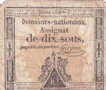 France 10 Sous Noir (04-01-1792) - Sign. Guyon - Série 1356