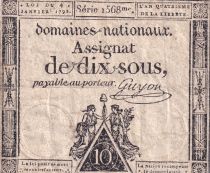 France 10 Sous Noir (04-01-1792) - Sign. Guyon - Série 1568