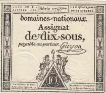 France 10 Sous Noir (04-01-1792) - Sign. Guyon - S&eacute;rie 1748