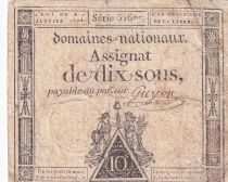 France 10 Sous Noir (04-01-1792) - Sign. Guyon - Série 516
