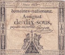 France 10 Sous Women, Liberty cap (24-10-1792) - Sign. Guyon - Serial 1663