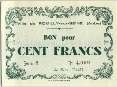 France 100 F , Romilly-sur-Seine S�rie A