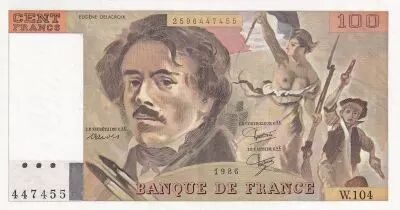 France 100 Fancs - Delacroix - 1986 - Serial W.104 - F.69.10