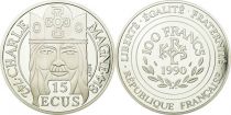 France 100 Francs  - 15 Ecus - Silver  Charlemagne - 1990