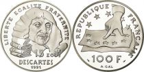 France 100 Francs  - 15 Ecus - Silver  Descartes - 1991