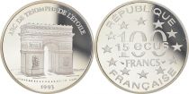 France 100 Francs  - 15 Euros - Arc de Triomphe - Paris  - Silver - without certificat