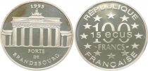France 100 Francs  - 15 Euros - Brandenburg Gate - 1993 - XF - Silver -  without certificat