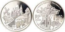 France 100 Francs  - 15 Euros - Butte Montmartre - Paris - 2002 - Silver - with certificat