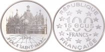 France 100 Francs  - 15 Euros - Place Saint Marc - Venise - 1994 - Silver -  with certificat