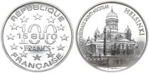 France 100 Francs  - 15 Euros - Saint Nicholas Cathedral - Helsinki - Copenhagen - Silver - with certificat