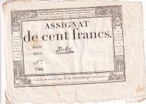 France 100 Francs - 18 Nivose An III - (07.01.1795) - Sign. Bellet - Serial 5255