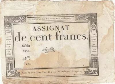 France 100 Francs - 18 Nivose An III - (07.01.1795) - Sign. Berton - S�rie 1853