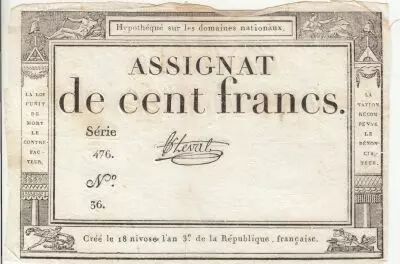 France 100 Francs - 18 Nivose An III - (07.01.1795) - Sign. Chevrot - S�rie 476