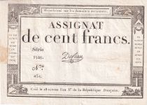 France 100 Francs - 18 Nivose An III - (07.01.1795) - Sign. De Caen - Serial 1526 - P.78