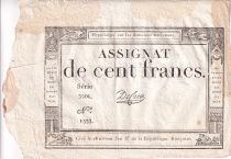France 100 Francs - 18 Nivose An III - (07.01.1795) - Sign. De Caen - Serial 3506