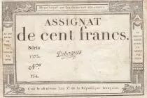 France 100 Francs - 18 Nivose An III - (07.01.1795) - Sign. Dehogues - P.78 - Serial 1573