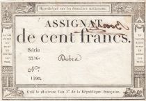 France 100 Francs - 18 Nivose An III - (07.01.1795) - Sign. Dubra - Serial 3316