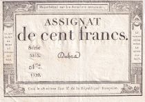 France 100 Francs - 18 Nivose An III - (07.01.1795) - Sign. Dubra - Serial 5255 - P.78