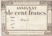 France 100 Francs - 18 Nivose An III - (07.01.1795) - Sign. Dubra- L.173 - Série 872