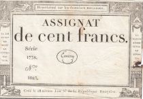 France 100 Francs - 18 Nivose An III - (07.01.1795) - Sign. Emery - P.A.78 - Serial 1738
