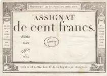 France 100 Francs - 18 Nivose An III - (07.01.1795) - Sign. Emery - P.A.78 - Serial 640