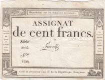 France 100 Francs - 18 Nivose An III - (07.01.1795) - Sign. Farcy - Serial 2076